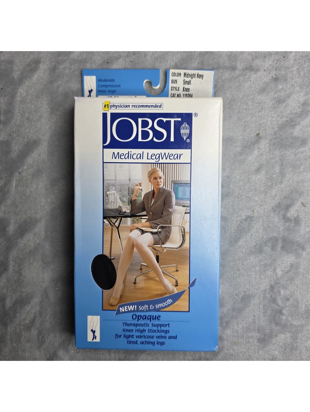 Jobst Womens Opaque Compression Knee 15-20 mmhg Stockings Supports Closed Navy